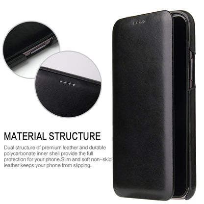 For iPhone 11 Fierre Shann Business Magnetic Horizontal Flip Genuine Leather Case (Black) - iPhone 11 Cases by FIERRE SHANN | Online Shopping UK | buy2fix