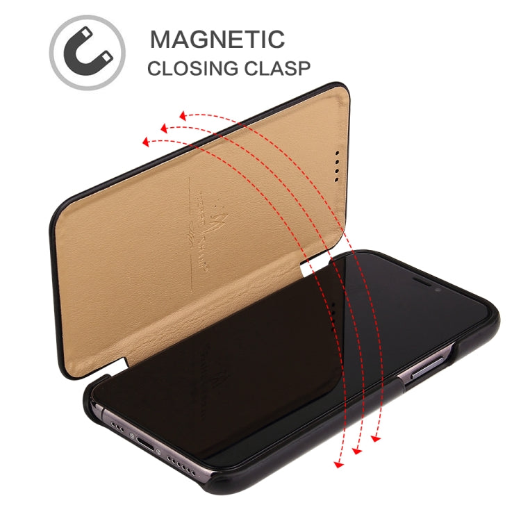 For iPhone 11 Fierre Shann Business Magnetic Horizontal Flip Genuine Leather Case (Black) - iPhone 11 Cases by FIERRE SHANN | Online Shopping UK | buy2fix