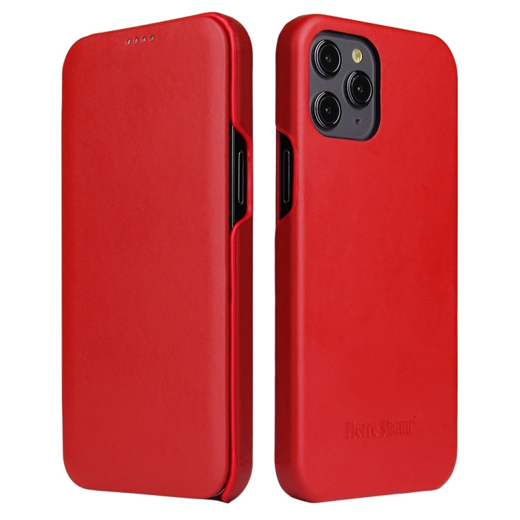 For iPhone 12 Pro Max Fierre Shann Business Magnetic Horizontal Flip Genuine Leather Case(Red) - iPhone 12 Pro Max Cases by FIERRE SHANN | Online Shopping UK | buy2fix