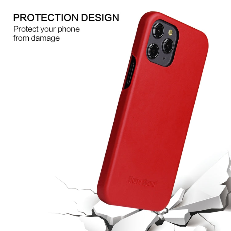 For iPhone 12 Pro Max Fierre Shann Business Magnetic Horizontal Flip Genuine Leather Case(Red) - iPhone 12 Pro Max Cases by FIERRE SHANN | Online Shopping UK | buy2fix