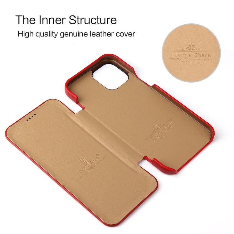 For iPhone 12 Pro Max Fierre Shann Business Magnetic Horizontal Flip Genuine Leather Case(Red) - iPhone 12 Pro Max Cases by FIERRE SHANN | Online Shopping UK | buy2fix