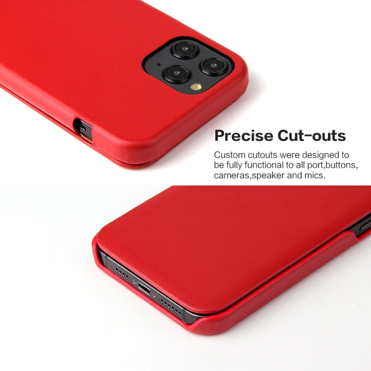 For iPhone 12 Pro Max Fierre Shann Business Magnetic Horizontal Flip Genuine Leather Case(Red) - iPhone 12 Pro Max Cases by FIERRE SHANN | Online Shopping UK | buy2fix