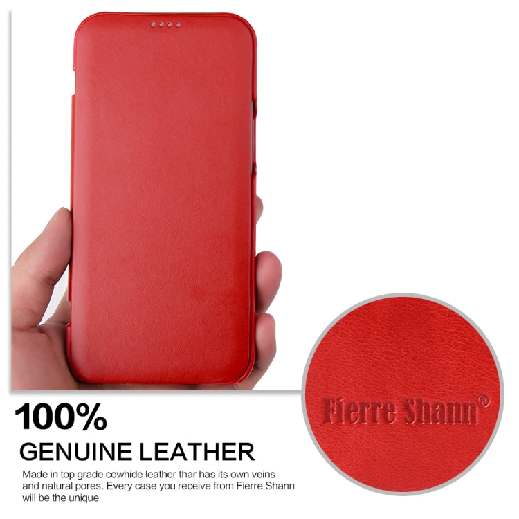 For iPhone 12 Pro Max Fierre Shann Business Magnetic Horizontal Flip Genuine Leather Case(Red) - iPhone 12 Pro Max Cases by FIERRE SHANN | Online Shopping UK | buy2fix