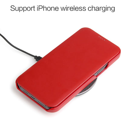 For iPhone 12 Pro Max Fierre Shann Business Magnetic Horizontal Flip Genuine Leather Case(Red) - iPhone 12 Pro Max Cases by FIERRE SHANN | Online Shopping UK | buy2fix