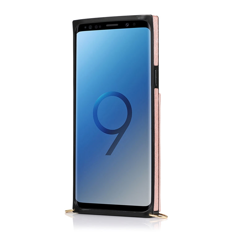 For Samsung Galaxy S9 Plus Square Zipper Wallet Bag TPU+PU Back Cover Case with Holder & Card Slots & Wallet & Cross-body Strap(Rose Glod) - Galaxy Phone Cases by CMai2 | Online Shopping UK | buy2fix