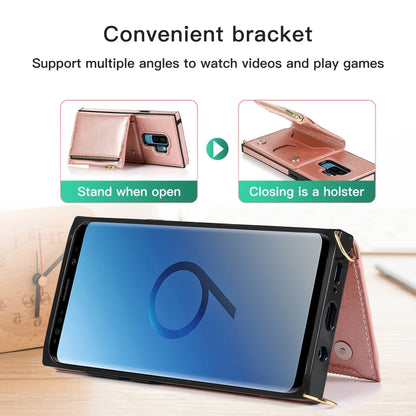 For Samsung Galaxy S9 Plus Square Zipper Wallet Bag TPU+PU Back Cover Case with Holder & Card Slots & Wallet & Cross-body Strap(Rose Glod) - Galaxy Phone Cases by CMai2 | Online Shopping UK | buy2fix