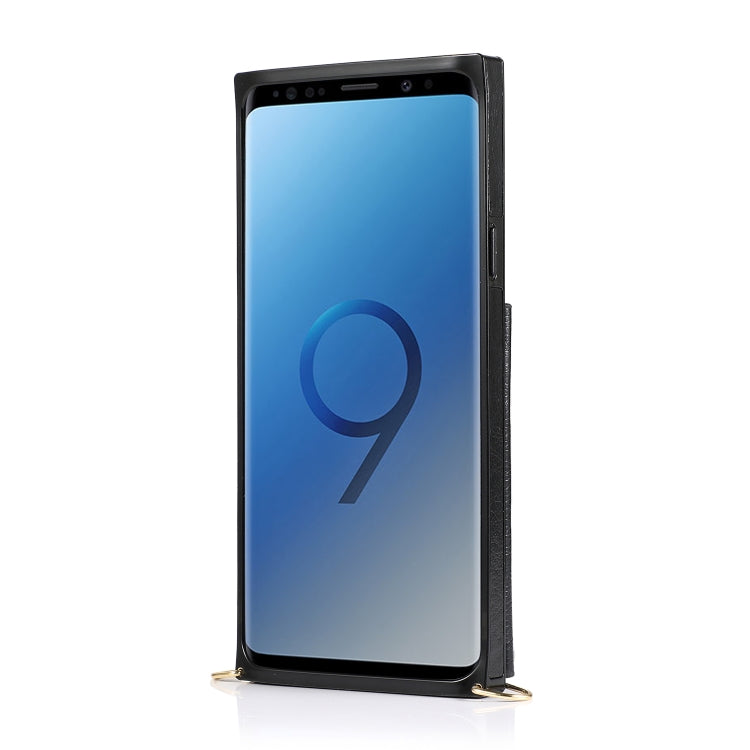 For Samsung Galaxy S9 Plus Square Zipper Wallet Bag TPU+PU Back Cover Case with Holder & Card Slots & Wallet & Cross-body Strap(Black) - Galaxy Phone Cases by CMai2 | Online Shopping UK | buy2fix