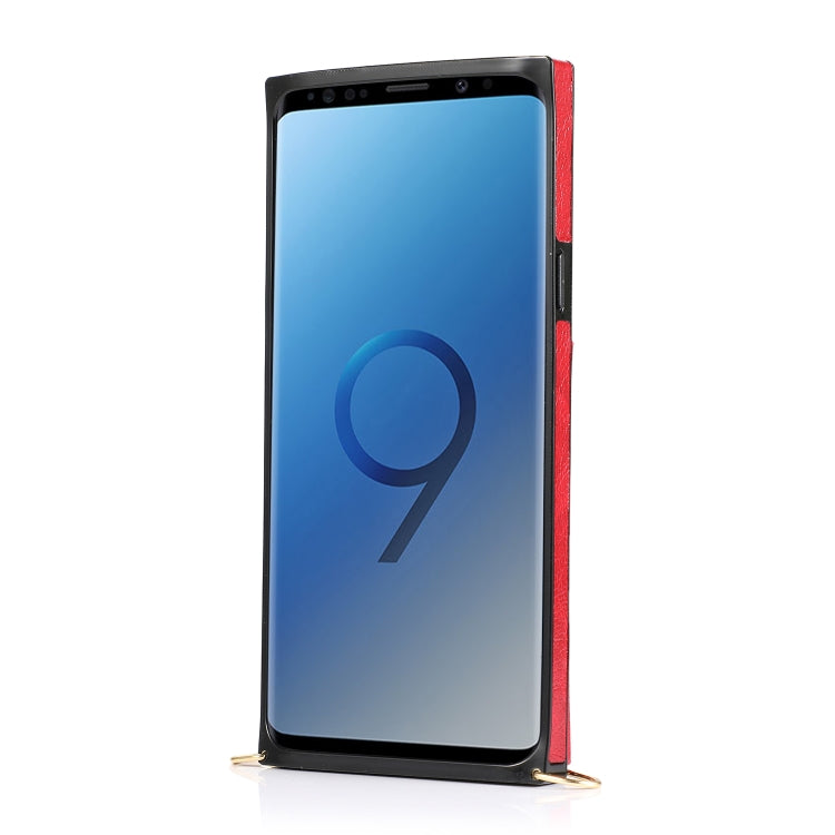 For Samsung Galaxy S9 Plus Square Zipper Wallet Bag TPU+PU Back Cover Case with Holder & Card Slots & Wallet & Cross-body Strap(Red) - Galaxy Phone Cases by CMai2 | Online Shopping UK | buy2fix