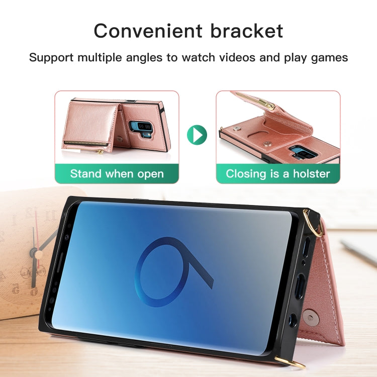 For Samsung Galaxy S9 Plus Square Zipper Wallet Bag TPU+PU Back Cover Case with Holder & Card Slots & Wallet & Cross-body Strap(Red) - Galaxy Phone Cases by CMai2 | Online Shopping UK | buy2fix