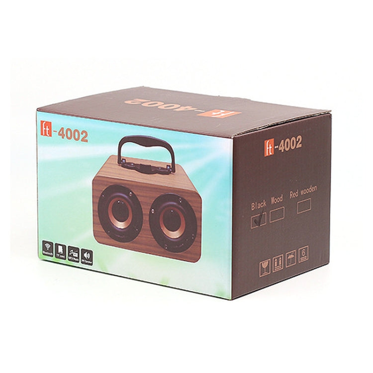 FT-4002 Wooden Wireless Bluetooth Portable Retro Subwoofer Speakers, Support TF card & USB MP3 Playback(Yellow Wood Grain) - Desktop Speaker by buy2fix | Online Shopping UK | buy2fix
