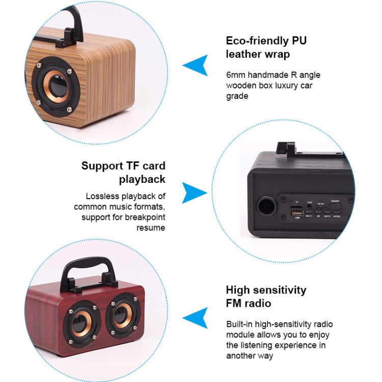 FT-4002 Wooden Wireless Bluetooth Portable Retro Subwoofer Speakers, Support TF card & USB MP3 Playback(Red Wood Grain) - Desktop Speaker by buy2fix | Online Shopping UK | buy2fix