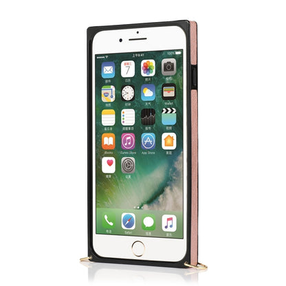 Square Zipper Wallet Bag TPU+PU Back Cover Case with Holder & Card Slots & Wallet & Cross-body Strap For iPhone 8 Plus / 7 Plus(Rose Glod) - More iPhone Cases by buy2fix | Online Shopping UK | buy2fix
