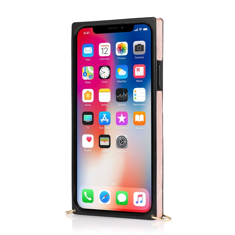 For iPhone 11 Square Zipper Wallet Bag TPU+PU Back Cover Case with Holder & Card Slots & Wallet & Cross-body Strap (Rose Glod) - iPhone 11 Cases by buy2fix | Online Shopping UK | buy2fix