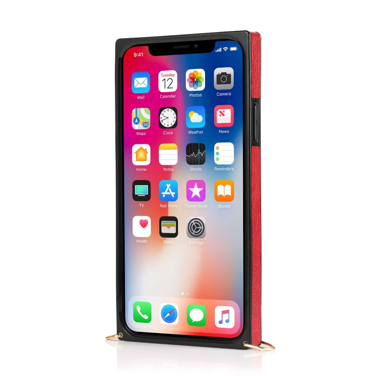 For iPhone 11 Square Zipper Wallet Bag TPU+PU Back Cover Case with Holder & Card Slots & Wallet & Cross-body Strap (Red) - iPhone 11 Cases by buy2fix | Online Shopping UK | buy2fix