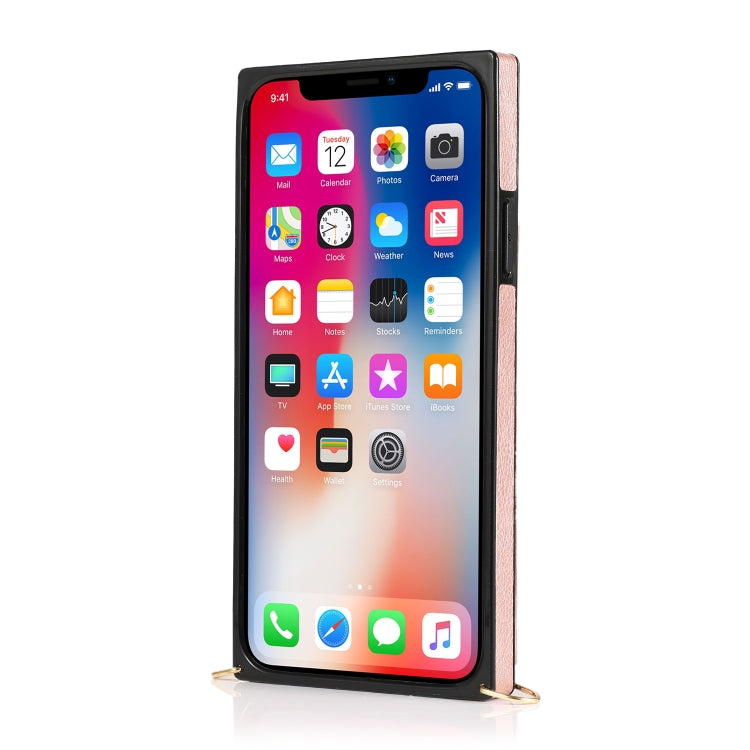 For iPhone 11 Pro Max Square Zipper Wallet Bag TPU+PU Back Cover Case with Holder & Card Slots & Wallet & Cross-body Strap (Rose Glod) - iPhone 11 Pro Max Cases by buy2fix | Online Shopping UK | buy2fix