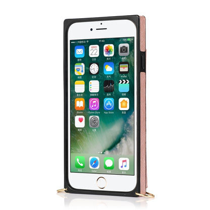 For iPhone SE 2022 / SE 2020 / 8 / 7 Square Zipper Wallet Bag TPU+PU Back Cover Case with Holder & Card Slots & Wallet & Cross-body Strap(Rose Glod) - iPhone SE 2022 / 2020 / 8 / 7 Cases by buy2fix | Online Shopping UK | buy2fix