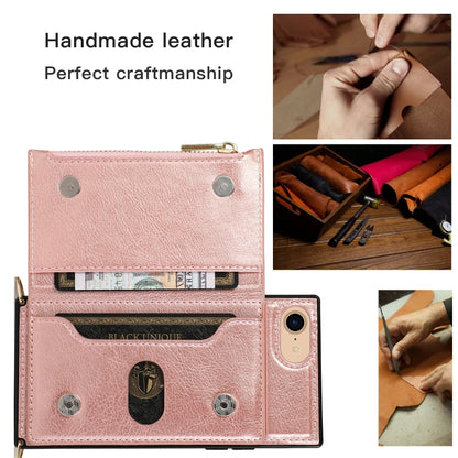 For iPhone SE 2022 / SE 2020 / 8 / 7 Square Zipper Wallet Bag TPU+PU Back Cover Case with Holder & Card Slots & Wallet & Cross-body Strap(Rose Glod) - iPhone SE 2022 / 2020 / 8 / 7 Cases by buy2fix | Online Shopping UK | buy2fix