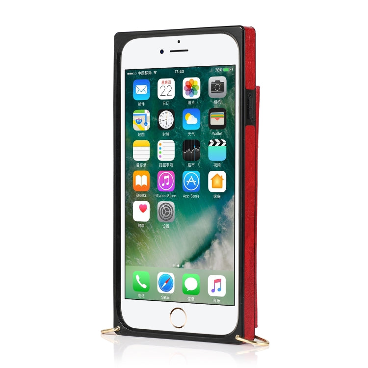For iPhone SE 2022 / SE 2020 / 8 / 7 Square Zipper Wallet Bag TPU+PU Back Cover Case with Holder & Card Slots & Wallet & Cross-body Strap(Red) - iPhone SE 2022 / 2020 / 8 / 7 Cases by buy2fix | Online Shopping UK | buy2fix