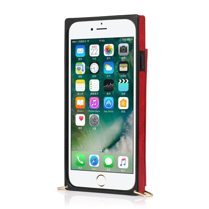 For iPhone SE 2022 / SE 2020 / 8 / 7 Square Zipper Wallet Bag TPU+PU Back Cover Case with Holder & Card Slots & Wallet & Cross-body Strap(Red) - iPhone SE 2022 / 2020 / 8 / 7 Cases by buy2fix | Online Shopping UK | buy2fix