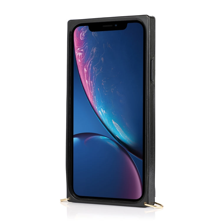 For iPhone XR Square Zipper Wallet Bag TPU+PU Back Cover Case with Holder & Card Slots & Wallet & Cross-body Strap(Black) - More iPhone Cases by buy2fix | Online Shopping UK | buy2fix