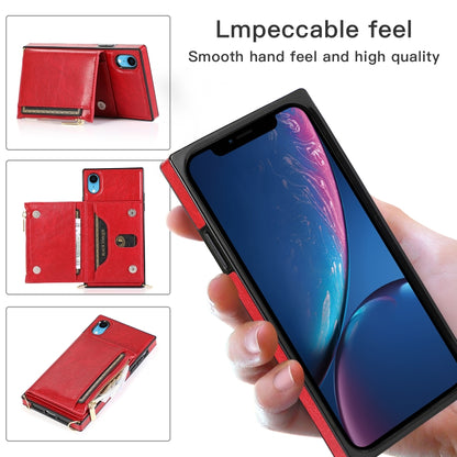 For iPhone XR Square Zipper Wallet Bag TPU+PU Back Cover Case with Holder & Card Slots & Wallet & Cross-body Strap(Black) - More iPhone Cases by buy2fix | Online Shopping UK | buy2fix