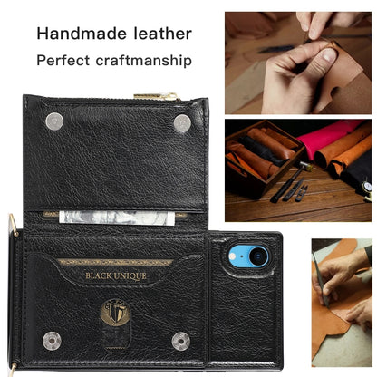 For iPhone XR Square Zipper Wallet Bag TPU+PU Back Cover Case with Holder & Card Slots & Wallet & Cross-body Strap(Black) - More iPhone Cases by buy2fix | Online Shopping UK | buy2fix