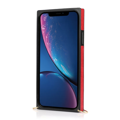 For iPhone XR Square Zipper Wallet Bag TPU+PU Back Cover Case with Holder & Card Slots & Wallet & Cross-body Strap(Red) - More iPhone Cases by buy2fix | Online Shopping UK | buy2fix