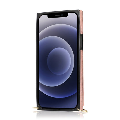 For iPhone 12 mini Square Zipper Wallet Bag TPU+PU Back Cover Case with Holder & Card Slots & Wallet & Cross-body Strap (Rose Glod) - iPhone 12 mini Cases by buy2fix | Online Shopping UK | buy2fix