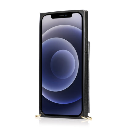 For iPhone 12 mini Square Zipper Wallet Bag TPU+PU Back Cover Case with Holder & Card Slots & Wallet & Cross-body Strap (Black) - iPhone 12 mini Cases by buy2fix | Online Shopping UK | buy2fix