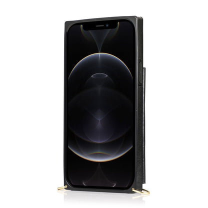 For iPhone 12 Pro Max Square Zipper Wallet Bag TPU+PU Back Cover Case with Holder & Card Slots & Wallet & Cross-body Strap(Black) - iPhone 12 Pro Max Cases by buy2fix | Online Shopping UK | buy2fix