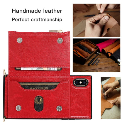 For iPhone XS Max Square Zipper Wallet Bag TPU+PU Back Cover Case with Holder & Card Slots & Wallet & Cross-body Strap(Rose Glod) - More iPhone Cases by buy2fix | Online Shopping UK | buy2fix