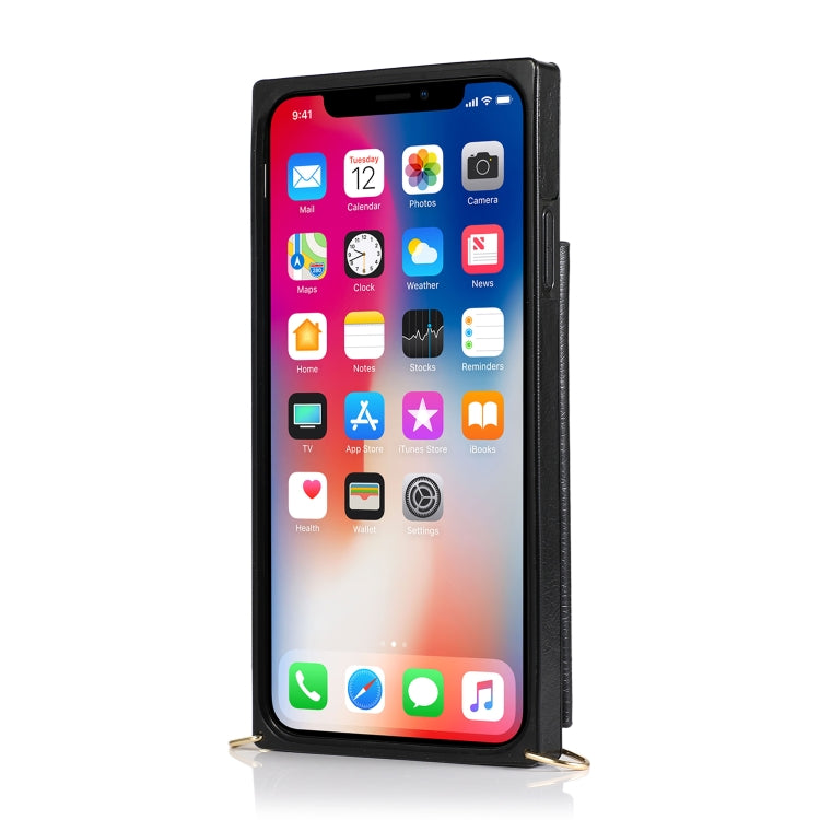 For iPhone XS Max Square Zipper Wallet Bag TPU+PU Back Cover Case with Holder & Card Slots & Wallet & Cross-body Strap(Black) - More iPhone Cases by buy2fix | Online Shopping UK | buy2fix