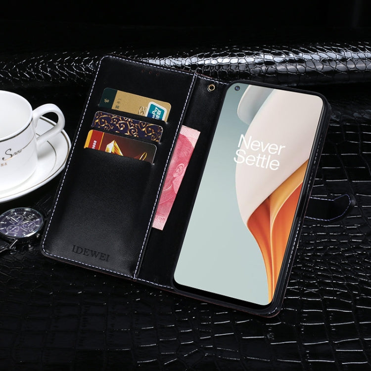 For OnePlus Nord N100 idewei Crocodile Texture Horizontal Flip Leather Case with Holder & Card Slots & Wallet(Dark Blue) - OnePlus Cases by idewei | Online Shopping UK | buy2fix