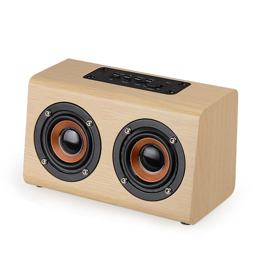 W7 Bluetooth 4.2 Wooden Double Horns Bluetooth Speaker(Light Yellow Wood Texture) - Desktop Speaker by buy2fix | Online Shopping UK | buy2fix