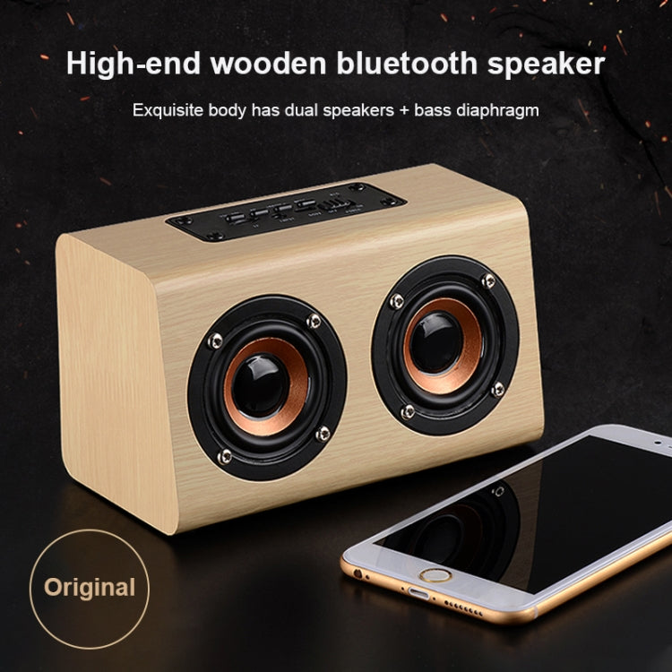 W7 Bluetooth 4.2 Wooden Double Horns Bluetooth Speaker(Light Yellow Wood Texture) - Desktop Speaker by buy2fix | Online Shopping UK | buy2fix