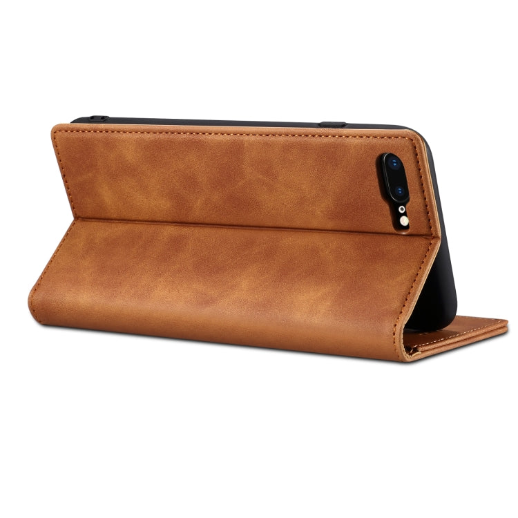 GUSSIM GS-001 Business Style Horizontal Flip Skin Feel PU Leather Case with Holder & Card Slots & Wallet & Photo Frame For iPhone 8 Plus / 7 Plus(Brown) - More iPhone Cases by GUSSIM | Online Shopping UK | buy2fix