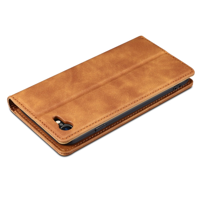 For iPhone SE 2022 / SE 2020 / 8 / 7 GUSSIM GS-001 Business Style Horizontal Flip Skin Feel PU Leather Case with Holder & Card Slots & Wallet & Photo Frame(Brown) - iPhone SE 2022 / 2020 / 8 / 7 Cases by GUSSIM | Online Shopping UK | buy2fix