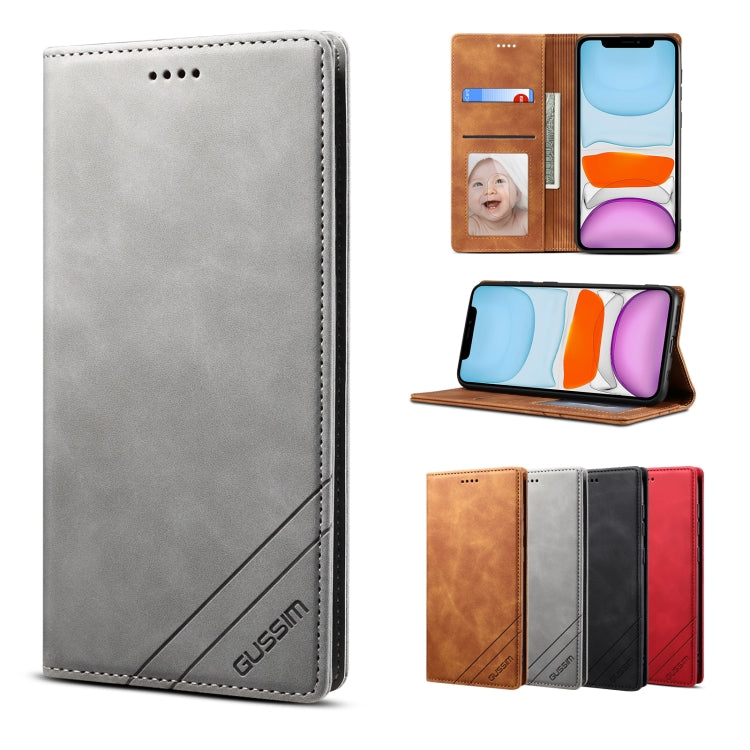 For iPhone 11 GUSSIM GS-001 Business Style Horizontal Flip Skin Feel PU Leather Case with Holder & Card Slots & Wallet & Photo Frame (Gray) - iPhone 11 Cases by GUSSIM | Online Shopping UK | buy2fix