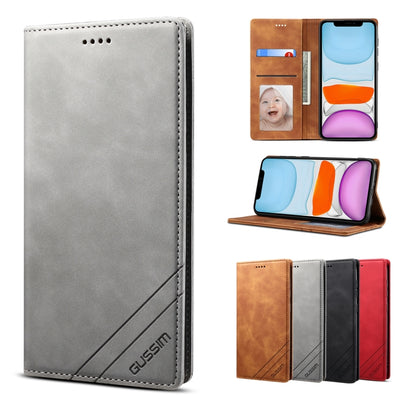 For iPhone 11 GUSSIM GS-001 Business Style Horizontal Flip Skin Feel PU Leather Case with Holder & Card Slots & Wallet & Photo Frame (Gray) - iPhone 11 Cases by GUSSIM | Online Shopping UK | buy2fix