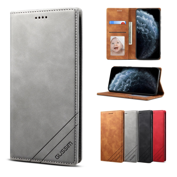 For iPhone 11 Pro GUSSIM GS-001 Business Style Horizontal Flip Skin Feel PU Leather Case with Holder & Card Slots & Wallet & Photo Frame (Gray) - iPhone 11 Pro Cases by GUSSIM | Online Shopping UK | buy2fix