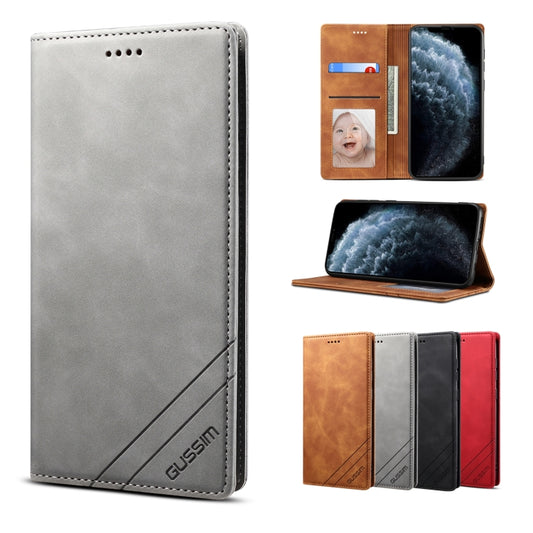 For iPhone 11 Pro GUSSIM GS-001 Business Style Horizontal Flip Skin Feel PU Leather Case with Holder & Card Slots & Wallet & Photo Frame (Gray) - iPhone 11 Pro Cases by GUSSIM | Online Shopping UK | buy2fix