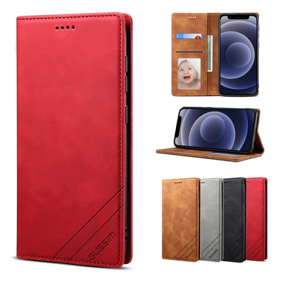For iPhone 12 mini GUSSIM GS-001 Business Style Horizontal Flip Skin Feel PU Leather Case with Holder & Card Slots & Wallet & Photo Frame (Red) - iPhone 12 mini Cases by GUSSIM | Online Shopping UK | buy2fix