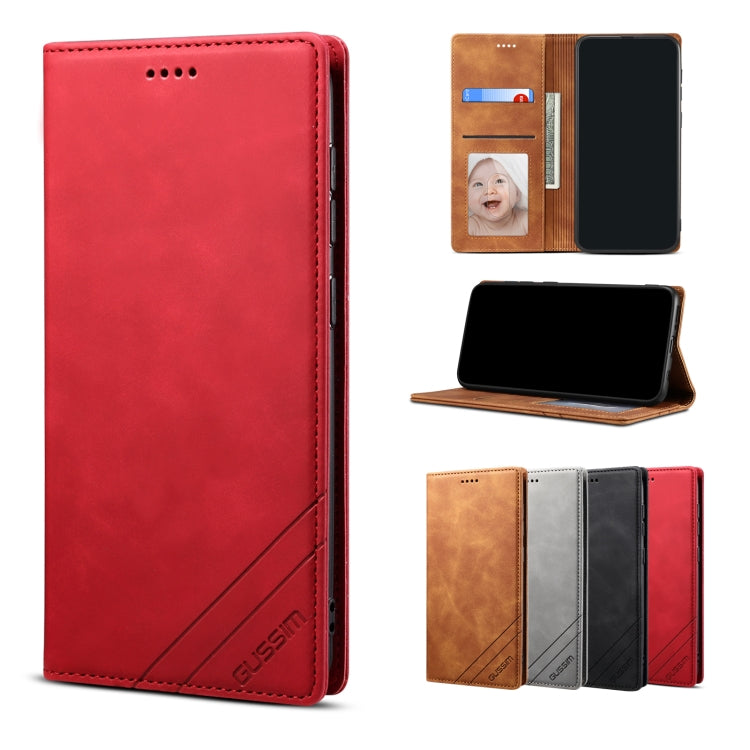 For iPhone X / XS GUSSIM GS-001 Business Style Horizontal Flip Skin Feel PU Leather Case with Holder & Card Slots & Wallet & Photo Frame(Red) - More iPhone Cases by GUSSIM | Online Shopping UK | buy2fix