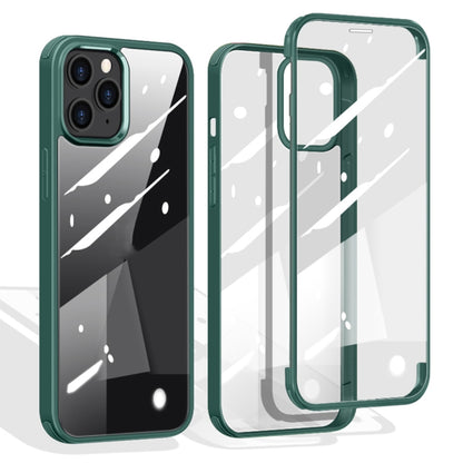 For iPhone 12 / 12 Pro Double-sided Plastic Glass Protective Case(Green) - iPhone 12 / 12 Pro Cases by buy2fix | Online Shopping UK | buy2fix