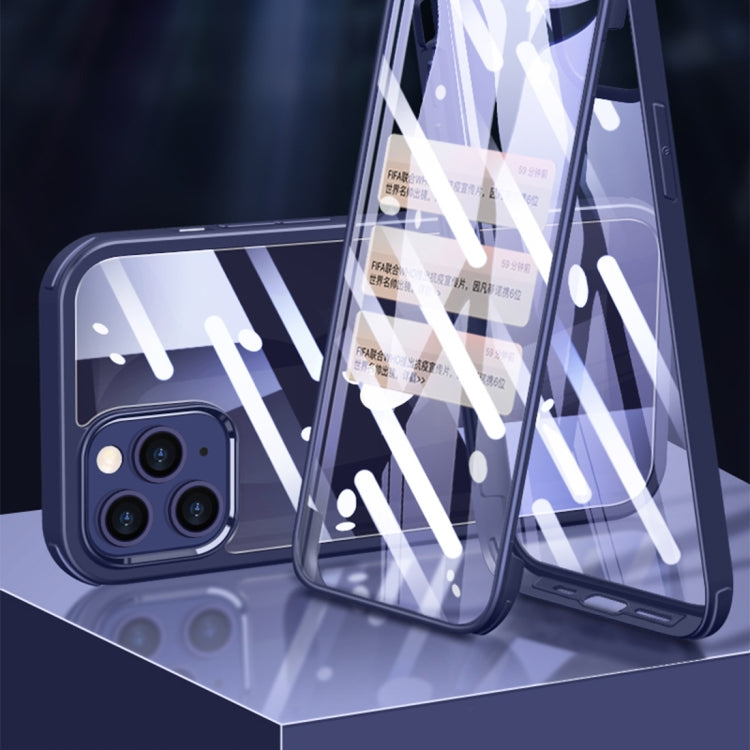 For iPhone 12 Pro Max Double-sided Plastic Glass Protective Case(Blue) - iPhone 12 Pro Max Cases by buy2fix | Online Shopping UK | buy2fix
