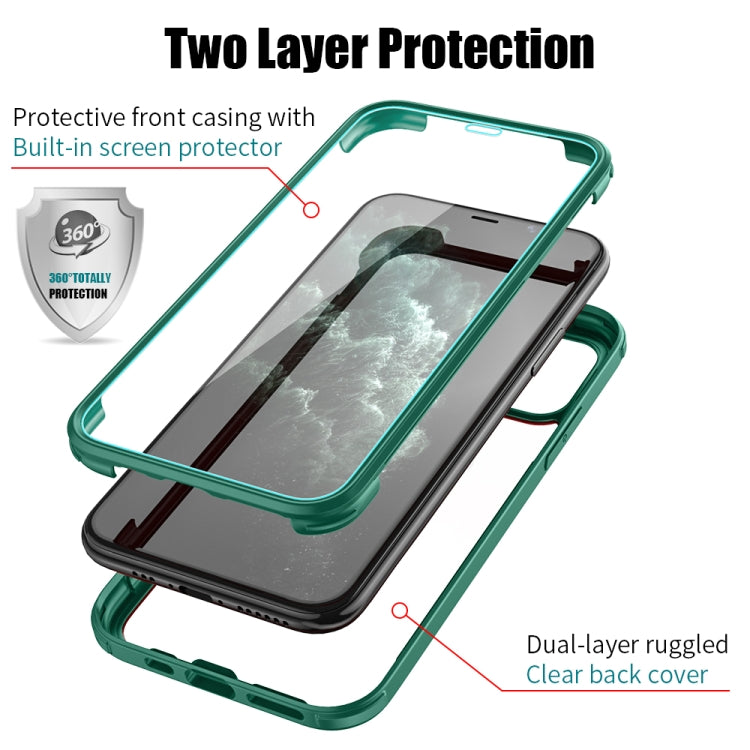 For iPhone 11 Pro Double-sided Plastic Glass Protective Case (Dark Green) - iPhone 11 Pro Cases by buy2fix | Online Shopping UK | buy2fix