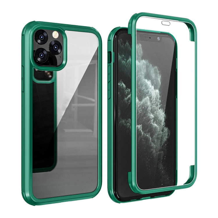 For iPhone 11 Double-sided Plastic Glass Protective Case (Dark Green) - iPhone 11 Cases by buy2fix | Online Shopping UK | buy2fix
