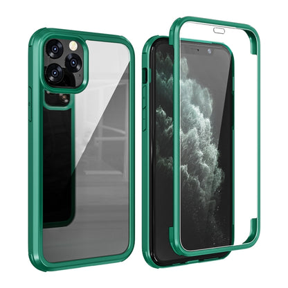 For iPhone 11 Double-sided Plastic Glass Protective Case (Dark Green) - iPhone 11 Cases by buy2fix | Online Shopping UK | buy2fix