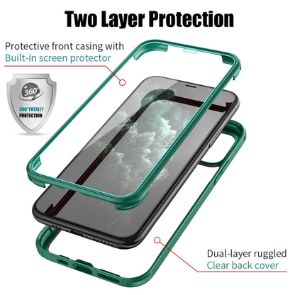 For iPhone 11 Double-sided Plastic Glass Protective Case (Dark Green) - iPhone 11 Cases by buy2fix | Online Shopping UK | buy2fix