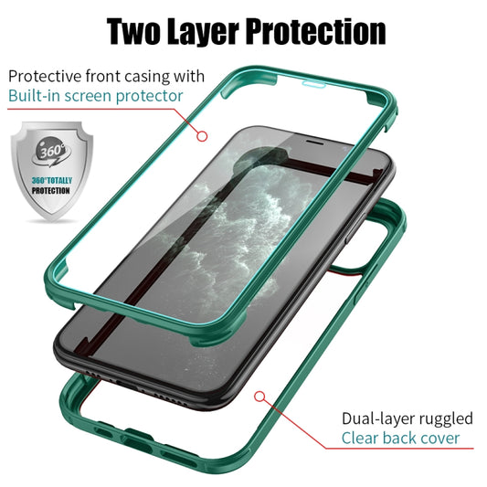 For iPhone 11 Double-sided Plastic Glass Protective Case (Dark Green) - iPhone 11 Cases by buy2fix | Online Shopping UK | buy2fix
